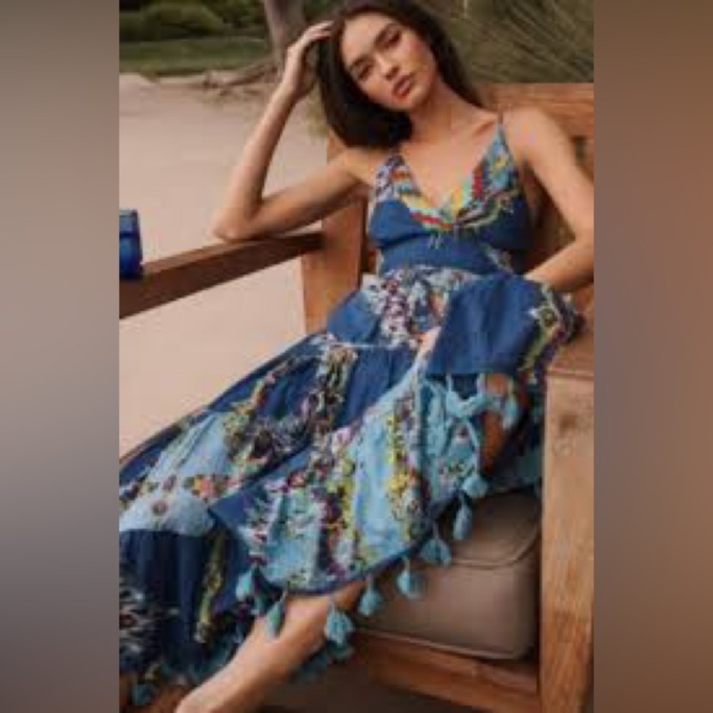 ANTHROPOLOGIE BAROK Tiered Printed Maxi Dress Size M - Picture 2 of 4